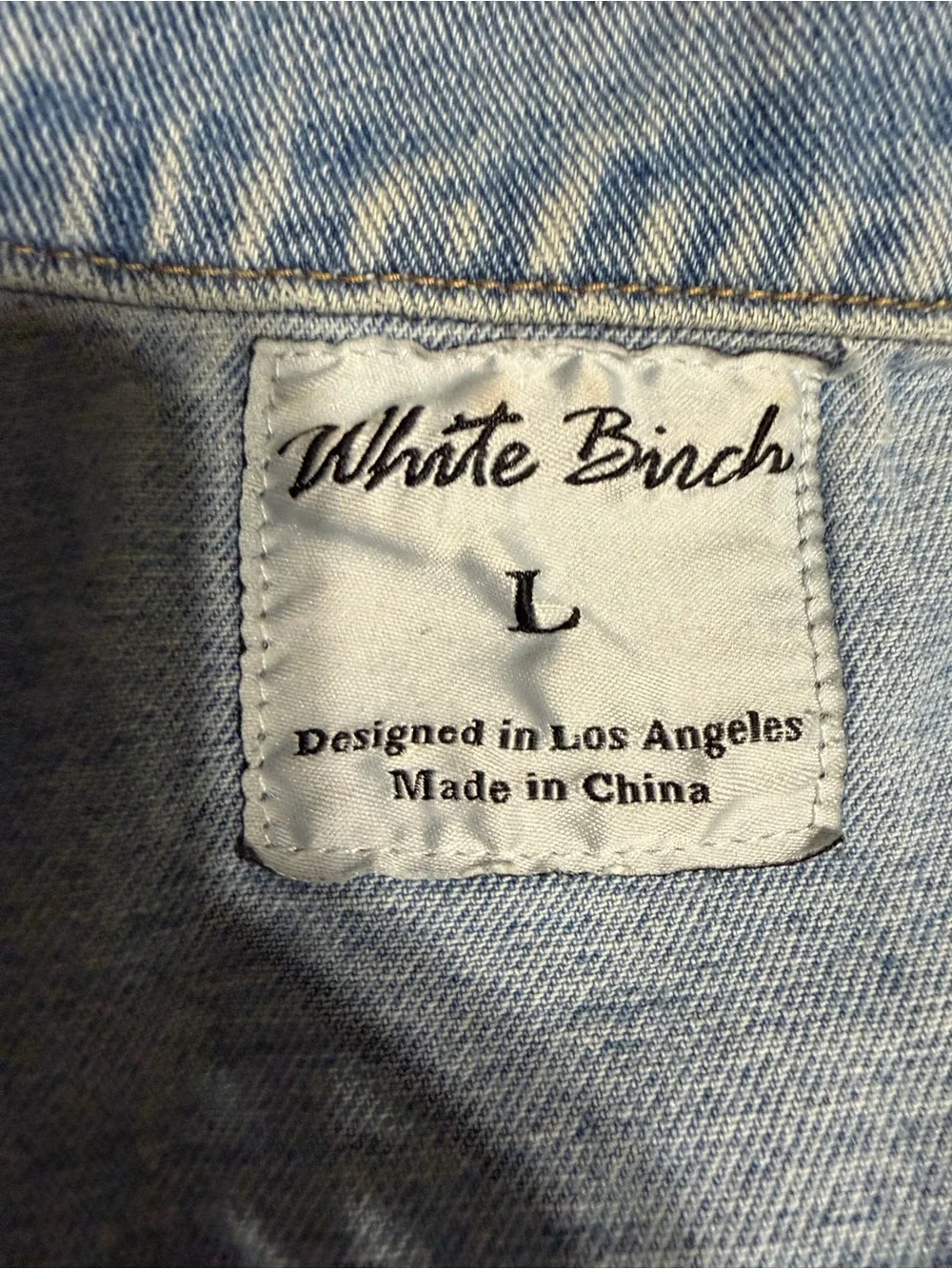 white birch Light Blue Distressed Denim Jean Jacket